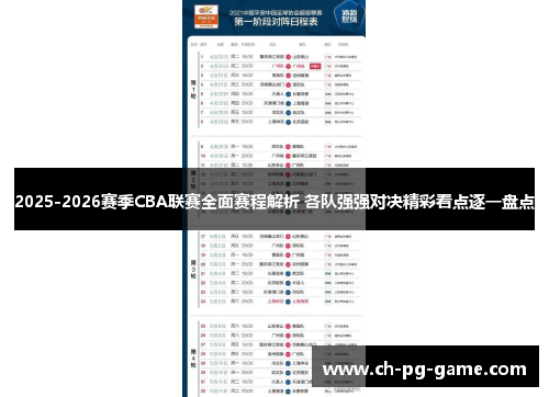 2025-2026赛季CBA联赛全面赛程解析 各队强强对决精彩看点逐一盘点